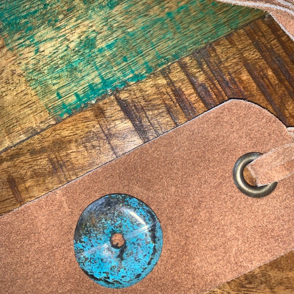 VNTG BELT. suede and turquoise tie. - Picture 9 of 10